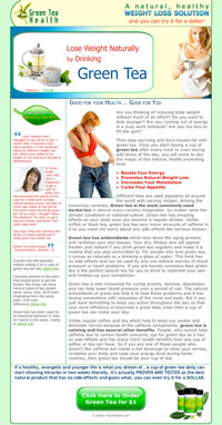 Green tea health landing page.